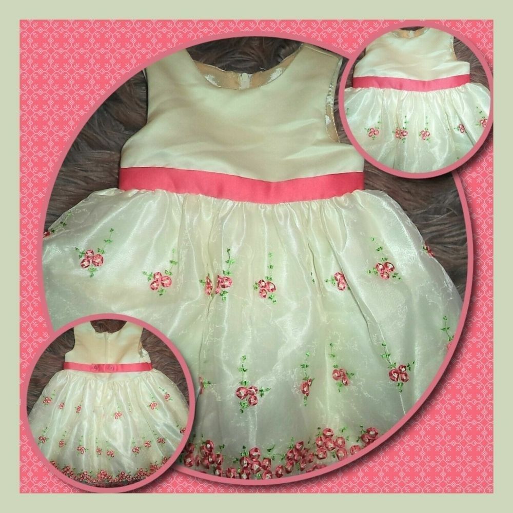 AMERICAN PRINCESS DRESS SPRING EASTER FLORAL EMBROIDERED~GIRLS SIZE 18M 18 MO